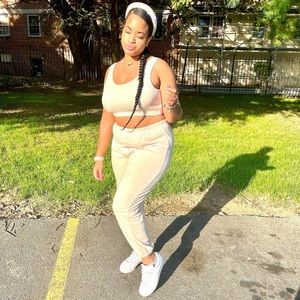 Tan two piece lounge set